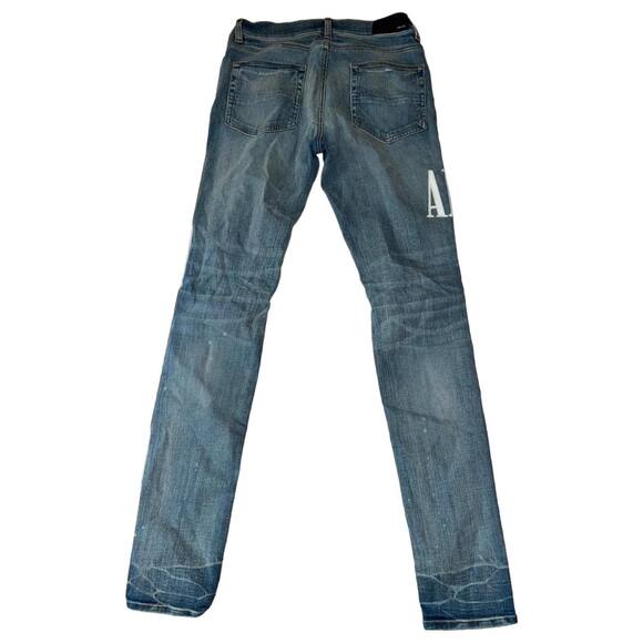 Amiri Embroidered Logo Distressed Skinny Denim Jeans Size 32 - Picture 10 of 11